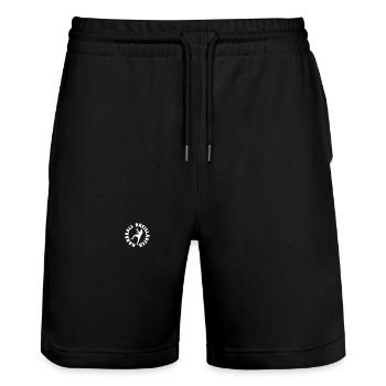 Handball Player Handball Ball - Stanley/Stella Trainer Unisex Organic Jogging Shorts - black - Front - Nik (191cm) & Marisol (170cm)