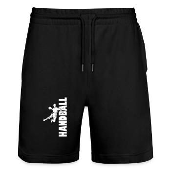 Handball Player Handball Ball Handball Game - Stanley/Stella Trainer Unisex Organic Jogging Shorts - black - Front - Nik (191cm) & Marisol (170cm)