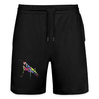 Gottesanbeterin Praying Mantis Liebe Fangschrecken - Stanley/Stella Unisex Bio Joggingshorts Trainer  - Schwarz - Vorne - Nik (191cm) & Marisol (170cm)
