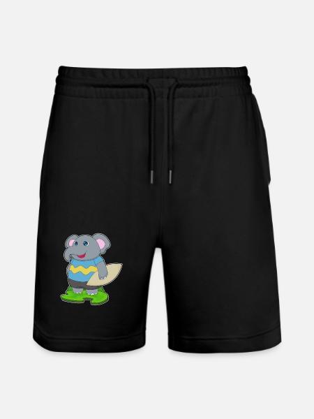 Elephant Surfing Surfboard Summer - Stanley/Stella Trainer Unisex Organic Jogging Shorts - black