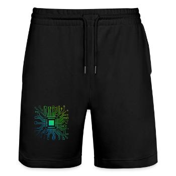 Colorful Computer Circuit Board Tech Electronic - Stanley/Stella Trainer Unisex Organic Jogging Shorts - black - Front - Nik (191cm) & Marisol (170cm)