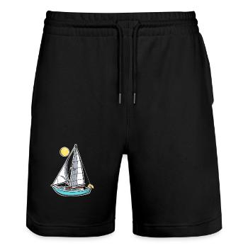 Sailboat Sketch Vintage Look - Stanley/Stella Trainer Unisex Organic Jogging Shorts - black - Front - Nik (191cm) & Marisol (170cm)