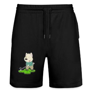 Dog Golf Golf Clubs - Stanley/Stella Trainer Unisex Organic Jogging Shorts - black - Front - Nik (191cm) & Marisol (170cm)