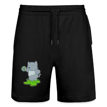 Katze Volleyballspieler Volleyball - Stanley/Stella Unisex Bio Joggingshorts Trainer  - Schwarz - Vorne - Nik (191cm) & Marisol (170cm)