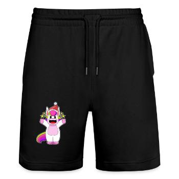 Chapeau de Noël Licorne Noël - Short de jogging bio TRAINER Stanley/Stella unisexe - noir - Devant - Nik (191cm) & Marisol (170cm)