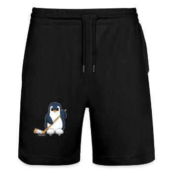 Penguin Hockey Stick de hockey sur glace - Short de jogging bio TRAINER Stanley/Stella unisexe - noir - Devant - Nik (191cm) & Marisol (170cm)