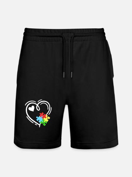 Autismus Puzzleteile Herz - Stanley/Stella Unisex Bio Joggingshorts Trainer - Schwarz