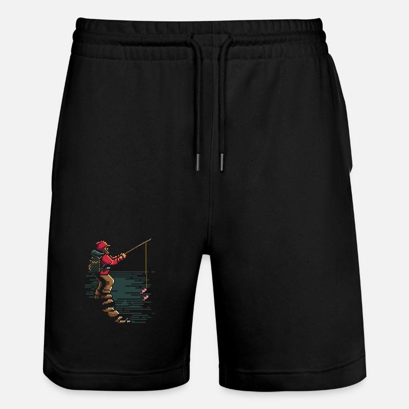 Graphique pixel de pêche - Short de jogging bio TRAINER Stanley/Stella unisexe - noir