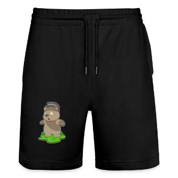 Bär Halloween Zombie - Stanley/Stella Unisex Bio Joggingshorts Trainer  - Schwarz - Vorne - Nik (191cm) & Marisol (170cm)