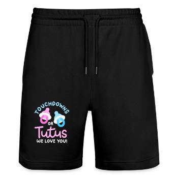 Touchdowns oder Tutus für Gender-Reveal-Partys - Stanley/Stella Unisex Bio Joggingshorts Trainer  - Schwarz - Vorne - Nik (191cm) & Marisol (170cm)