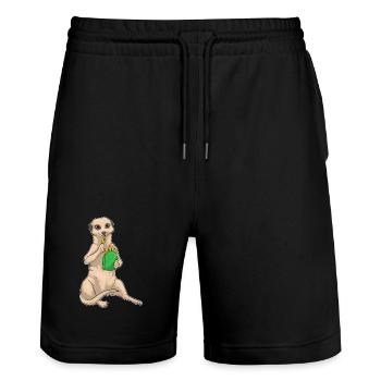 Frites Français suricate - Short de jogging bio TRAINER Stanley/Stella unisexe - noir - Devant - Nik (191cm) & Marisol (170cm)