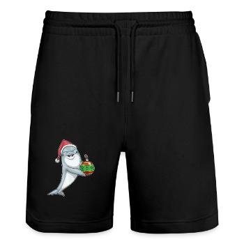Dolphin Christmas Christmas Ball - Stanley/Stella Trainer Unisex Organic Jogging Shorts - black - Front - Nik (191cm) & Marisol (170cm)