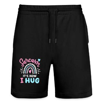 Sarkasmus Sarkastisch - Stanley/Stella Unisex Bio Joggingshorts Trainer  - Schwarz - Vorne - Nik (191cm) & Marisol (170cm)
