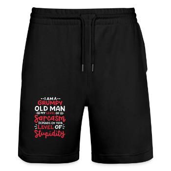 Sarkasmus sarkastischer Spruch - Stanley/Stella Unisex Bio Joggingshorts Trainer  - Schwarz - Vorne - Nik (191cm) & Marisol (170cm)