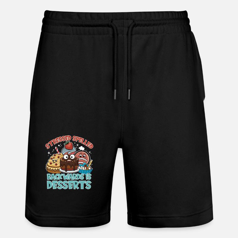 Stressed Spelled Backwards Desserts - Stanley/Stella Unisex Bio Joggingshorts Trainer  - Schwarz