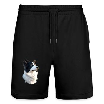 border collie chien amoureux chiot mignons collies - Short de jogging bio TRAINER Stanley/Stella unisexe - noir - Devant - Nik (191cm) & Marisol (170cm)
