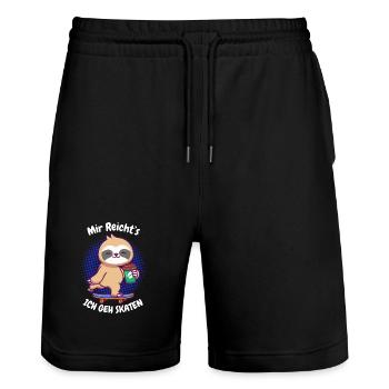 Kaffee Sloth Skateboard - Stanley/Stella Unisex Bio Joggingshorts Trainer  - Schwarz - Vorne - Nik (191cm) & Marisol (170cm)