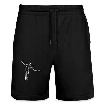 Badmintonspieler Zeichnung - Stanley/Stella Unisex Bio Joggingshorts Trainer  - Schwarz - Vorne - Nik (191cm) & Marisol (170cm)
