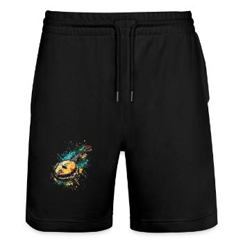 Banjo Graffiti - Stanley/Stella Unisex Bio Joggingshorts Trainer  - Schwarz - Vorne - Nik (191cm) & Marisol (170cm)