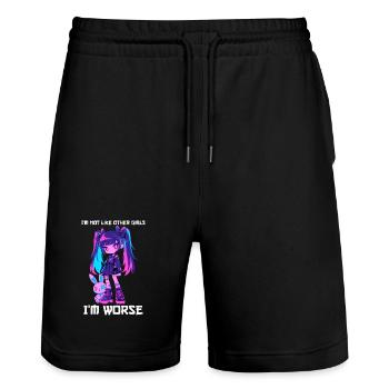 Not Like Other Girls Goth Girl Bunny Grunge Kawaii - Stanley/Stella Trainer Unisex Organic Jogging Shorts - black - Front - Nik (191cm) & Marisol (170cm)