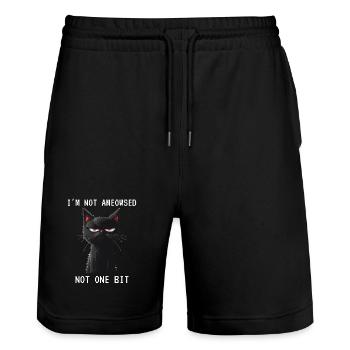 I'm Not Ameowsed Lustige Katze Pixelart Pixel - Stanley/Stella Unisex Bio Joggingshorts Trainer  - Schwarz - Vorne - Nik (191cm) & Marisol (170cm)