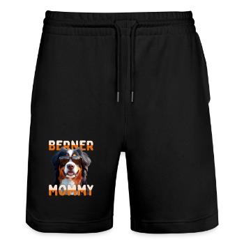 Berner Sennenhund Mom Mama Muttertag Berner Mommy - Stanley/Stella Unisex Bio Joggingshorts Trainer  - Schwarz - Vorne - Nik (191cm) & Marisol (170cm)