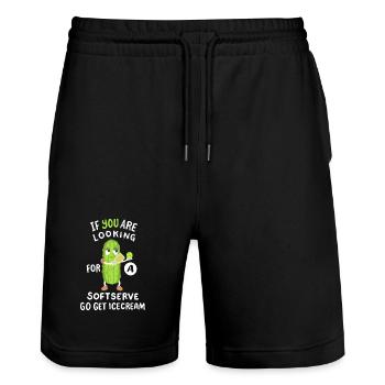 Gurke spielt Pickleball - Stanley/Stella Unisex Bio Joggingshorts Trainer  - Schwarz - Vorne - Nik (191cm) & Marisol (170cm)