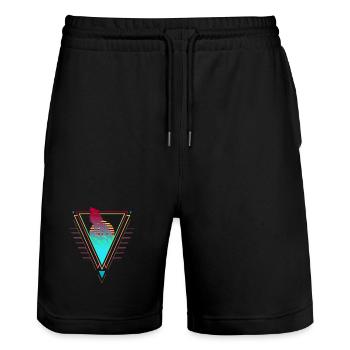Coucher de soleil des années 90 et 80 de Wolf Vaporwave Synthwave - Short de jogging bio TRAINER Stanley/Stella unisexe - noir - Devant - Nik (191cm) & Marisol (170cm)