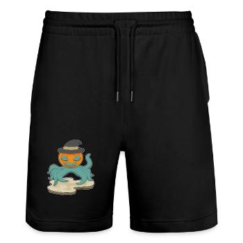 Octopus Halloween Pumpkin - Stanley/Stella Trainer Unisex Organic Jogging Shorts - black - Front - Nik (191cm) & Marisol (170cm)