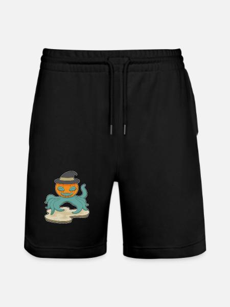 Octopus Halloween Pumpkin - Stanley/Stella Trainer Unisex Organic Jogging Shorts - black