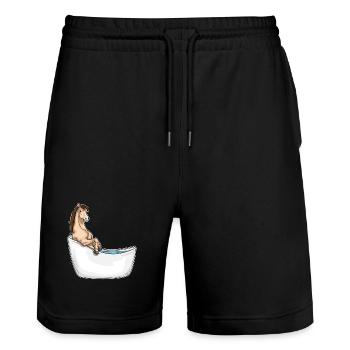 Baignoire pour chevaux - Short de jogging bio TRAINER Stanley/Stella unisexe - noir - Devant - Nik (191cm) & Marisol (170cm)