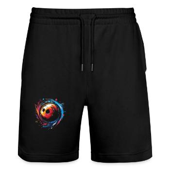 Vintage Bowling Retrowave - Stanley/Stella Trainer Unisex Organic Jogging Shorts - black - Front - Nik (191cm) & Marisol (170cm)