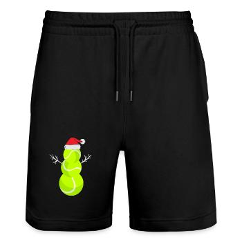 Weihnachts Tennisball Schneemann - Stanley/Stella Unisex Bio Joggingshorts Trainer  - Schwarz - Vorne - Nik (191cm) & Marisol (170cm)