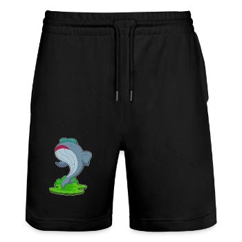 Whale Jogger Jogging Sport - Stanley/Stella Trainer Unisex Organic Jogging Shorts - black - Front - Nik (191cm) & Marisol (170cm)