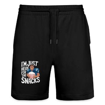 Football - Lustig I'm just here for the snacks - Stanley/Stella Trainer Unisex Organic Jogging Shorts - black - Front - Nik (191cm) & Marisol (170cm)