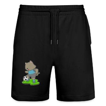 Katze Fußballspieler Fußball - Stanley/Stella Unisex Bio Joggingshorts Trainer  - Schwarz - Vorne - Nik (191cm) & Marisol (170cm)