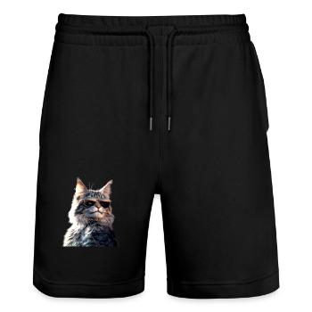 Maine Coon Cat Cat Mom Cat Maine Coon Cats - Stanley/Stella Trainer Unisex Organic Jogging Shorts - black - Front - Nik (191cm) & Marisol (170cm)