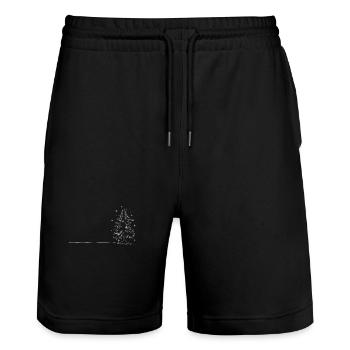Winterwald Skizze Baum Silhouette - Stanley/Stella Unisex Bio Joggingshorts Trainer  - Schwarz - Vorne - Nik (191cm) & Marisol (170cm)