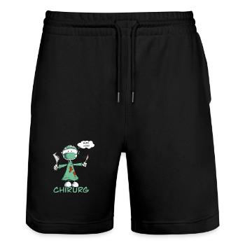 Schwarzer Humor Chirurg Strichmännchen Cartoon - Stanley/Stella Unisex Bio Joggingshorts Trainer  - Schwarz - Vorne - Nik (191cm) & Marisol (170cm)