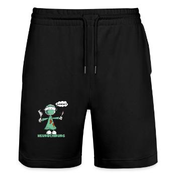 Neurochirurg Spruch Chirurg Superhirn Cartoon - Stanley/Stella Unisex Bio Joggingshorts Trainer  - Schwarz - Vorne - Nik (191cm) & Marisol (170cm)