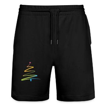 Regenbogen Weihnachtsbaum Aquarell - Stanley/Stella Unisex Bio Joggingshorts Trainer  - Schwarz - Vorne - Nik (191cm) & Marisol (170cm)