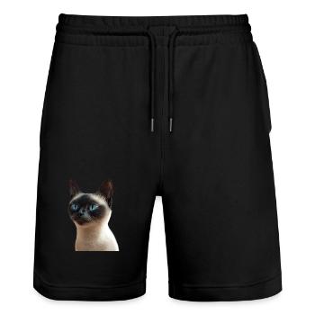 Siamkatze Siam Katze Siamese Cat Siamesen Katzen - Stanley/Stella Unisex Bio Joggingshorts Trainer  - Schwarz - Vorne - Nik (191cm) & Marisol (170cm)