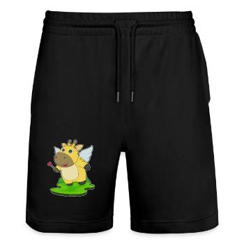 Giraffe Fairy Wand - Stanley/Stella Trainer Unisex Organic Jogging Shorts - black - Front - Nik (191cm) & Marisol (170cm)