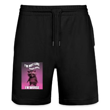 I'm Not Like Other Girls Funny Raccoon Meme - Stanley/Stella Trainer Unisex Organic Jogging Shorts - black - Front - Nik (191cm) & Marisol (170cm)