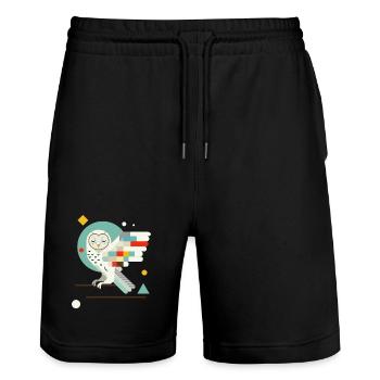 Geometric Owl – Modern Colorful Animal Illustration - Stanley/Stella Trainer Unisex Organic Jogging Shorts - black - Front - Nik (191cm) & Marisol (170cm)
