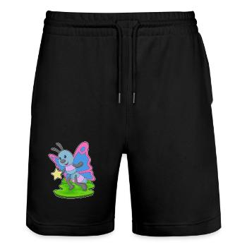 Butterfly Star - Stanley/Stella Trainer Unisex Organic Jogging Shorts - black - Front - Nik (191cm) & Marisol (170cm)