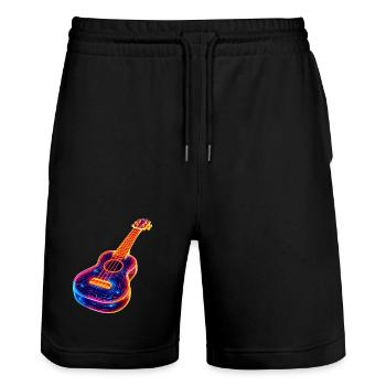 Ukulele Synthwave - Stanley/Stella Unisex Bio Joggingshorts Trainer  - Schwarz - Vorne - Nik (191cm) & Marisol (170cm)