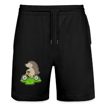 Igel Fahrrad - Stanley/Stella Unisex Bio Joggingshorts Trainer  - Schwarz - Vorne - Nik (191cm) & Marisol (170cm)