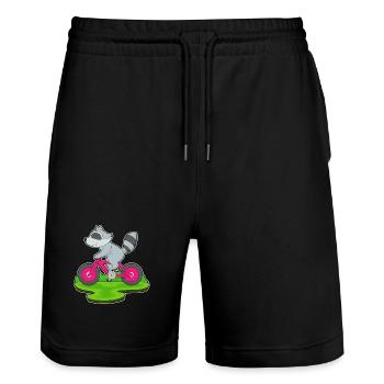 Waschbär Fahrrad - Stanley/Stella Unisex Bio Joggingshorts Trainer  - Schwarz - Vorne - Nik (191cm) & Marisol (170cm)