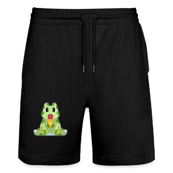 Turtle Baby Pacifier - Stanley/Stella Trainer Unisex Organic Jogging Shorts - black - Front - Nik (191cm) & Marisol (170cm)